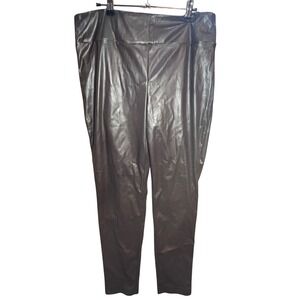 Meg & Margot Faux Leather Leggings Womens XL Brown New‎ High Waisted Stretch